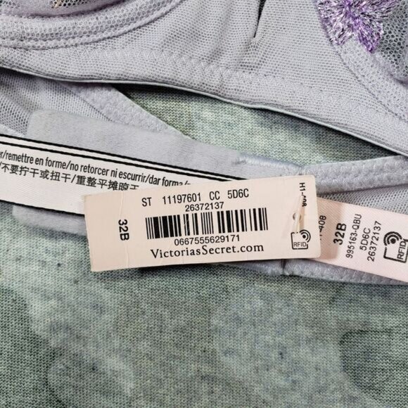 Victoria Secret Bra Womens 32B Purple Body By Victoria Unlined Demi Lace NWT‎ - Picture 7 of 10